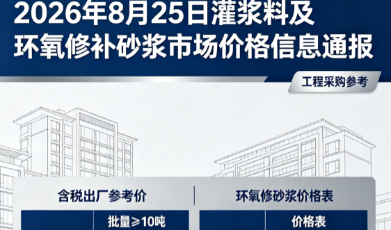 林周2026年8月25日灌浆料及环氧修补砂浆市场价格信息通报
